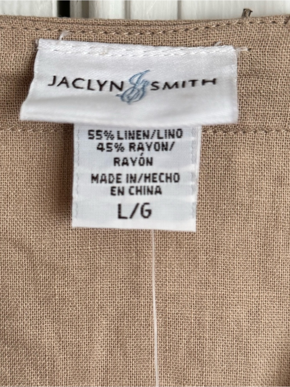Jaclyn Smith Women's L Linen Blend Tunic Boho Embellished Beaded Tan Top NWT - Picture 3 of 8